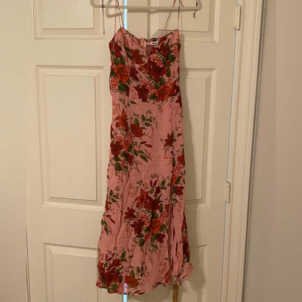 Pink floral Reformation midi dress. never worn